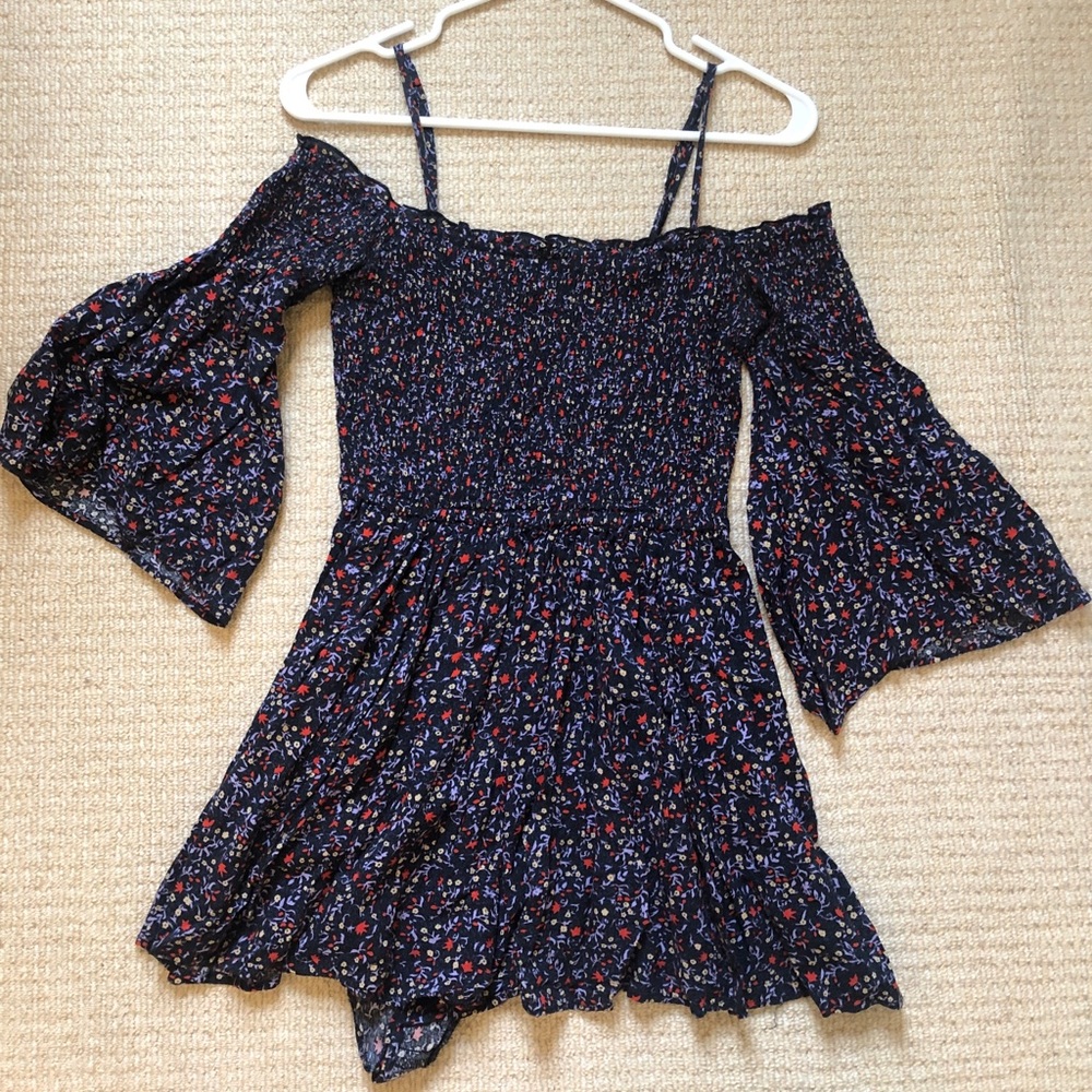 Ecote Lula off the Shoulder Black Floral romper